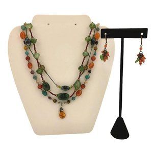 3 Glass Natural Stone(?) Necklaces Dangle Earrings